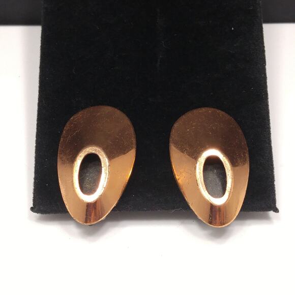 Renoir Copper Clip On Earrings Mid Century Modern 1950s Vintage Jewelry - Picture 5 of 10